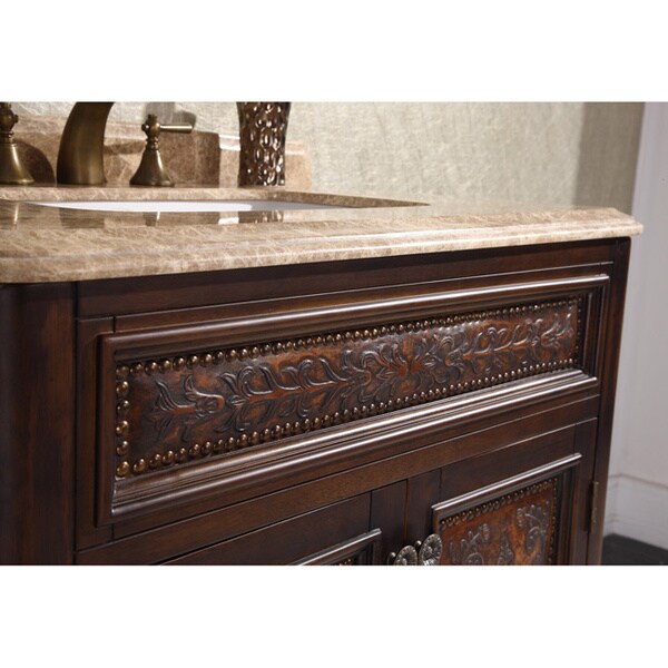 Natural Stone Top 36-inch Single Sink Vintage Style Bathroom