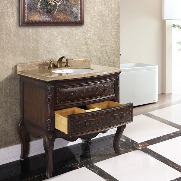 Natural Stone Top 36-inch Single Sink Vintage Style Bathroom