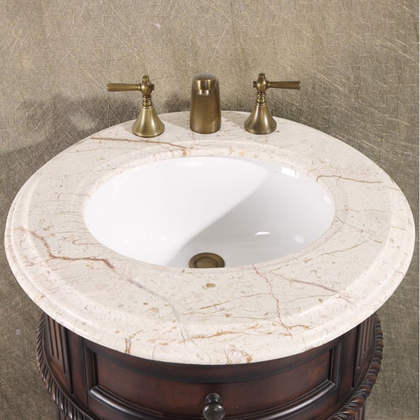 Natural Stone Top 24inch Single Sink Vintage Style Round Bathroom