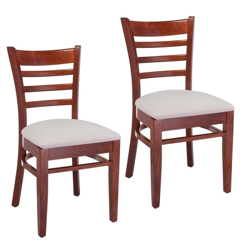 Ladder Back Natural/ Black Wood Dining Chairs