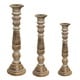 preview thumbnail 1 of 0, Sardinia Antique White Distressed Wood Pillar Candle Holders (Set of 3)