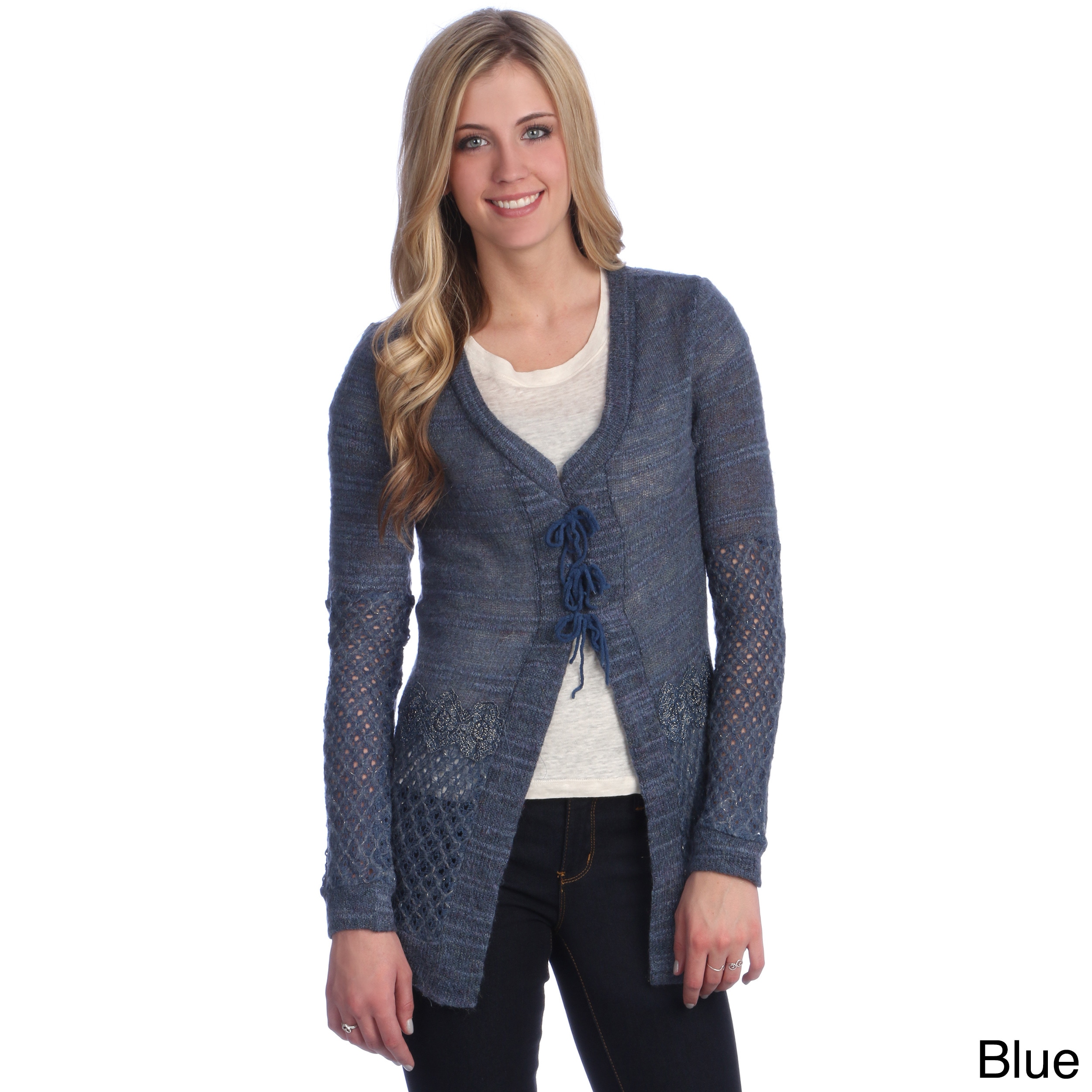 Hadari Womens Patchwork Knit Cardigan