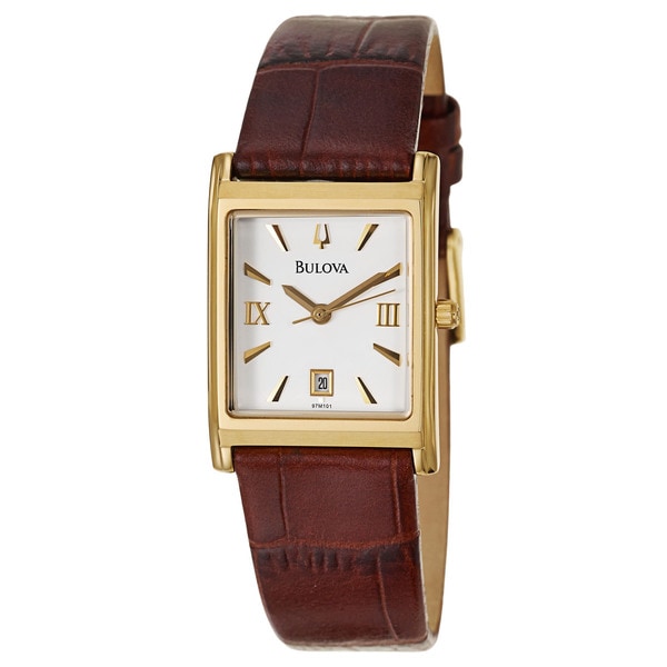 Bulova Women's 97M101 'Dress' Yellow Gold Plated Stainless Steel Japanese Quartz Watch Bulova Women's Bulova Watches