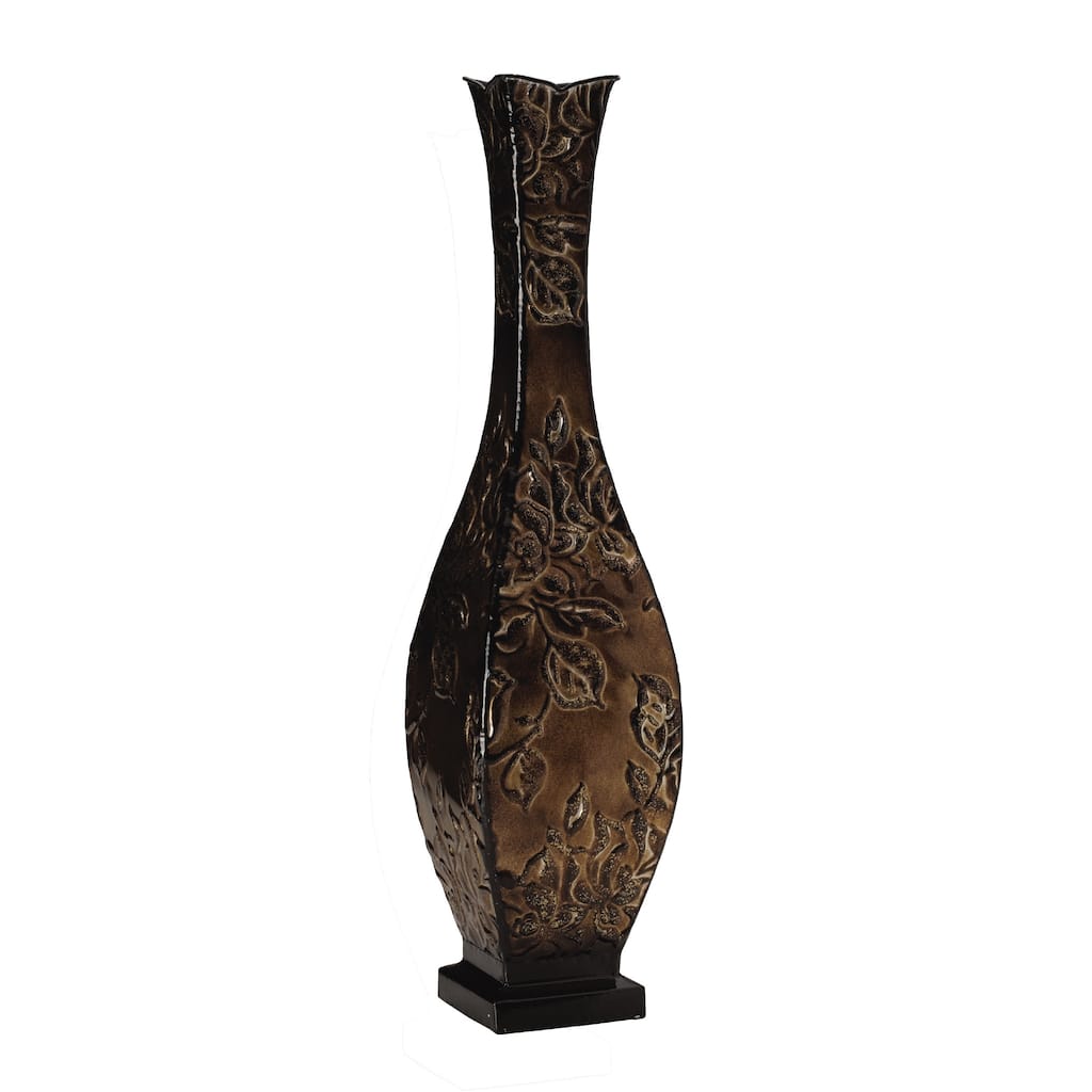 Elements 24-inch Gold Embossed Metal Decorative Floral Vase