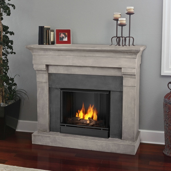 Shop Real Flame Torrence Cinder Stone Gel Cast Fireplace Ships