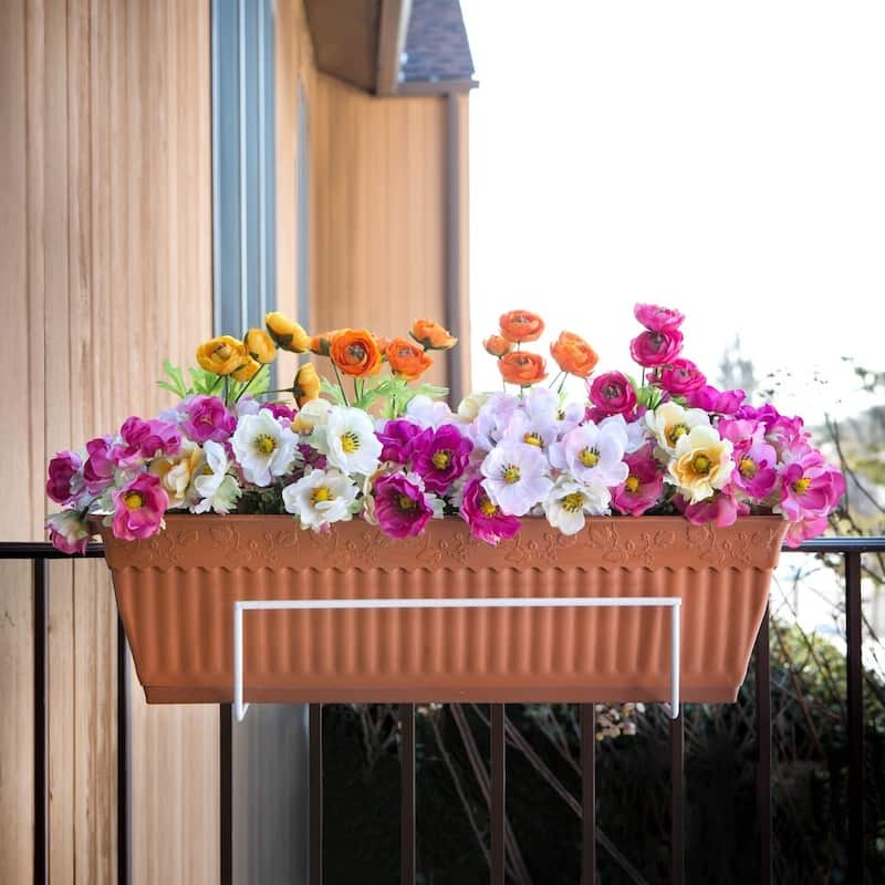 Sun Joe Deco Joe White Flower Box Holder - 18" to 36"