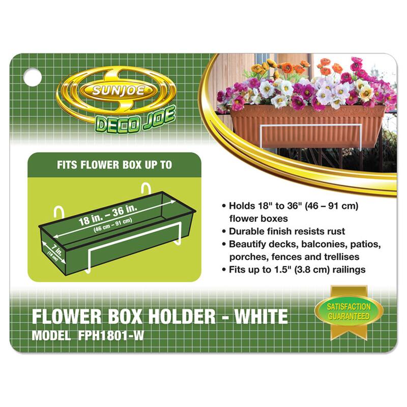 Sun Joe Deco Joe White Flower Box Holder - 18" to 36"