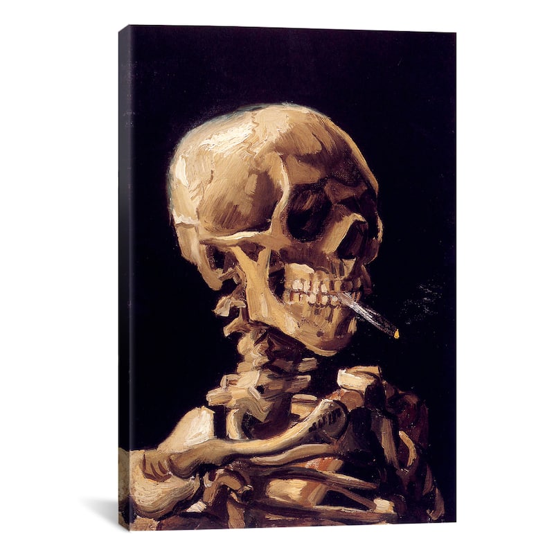 iCanvas Skull With Cigarette by Vincent van Gogh Canvas Print Wall Art