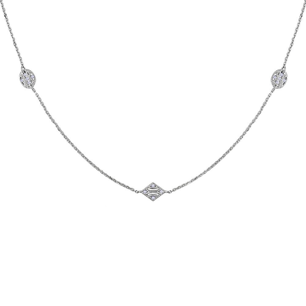 Miadora Signature Collection 14k White Gold 1/3ct TDW Diamond Necklace (32 in)