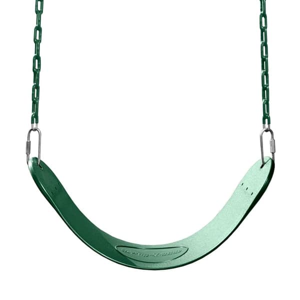 slide 2 of 7, Swing-N-Slide Green Swing Seat with Green Coated Chains - 27" L x 5.5" W x 60" H