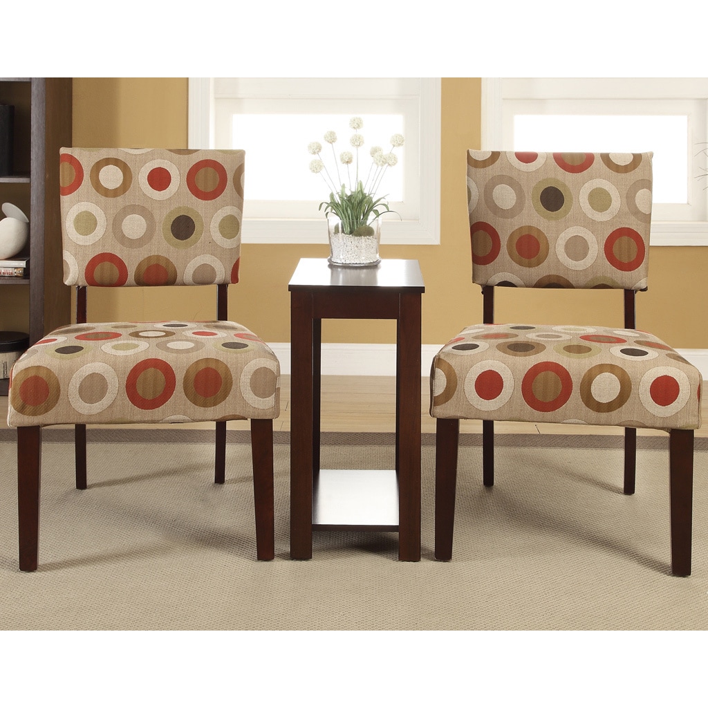 Alexis Polka Printed 3 piece Accent Chairs And Side Table Set