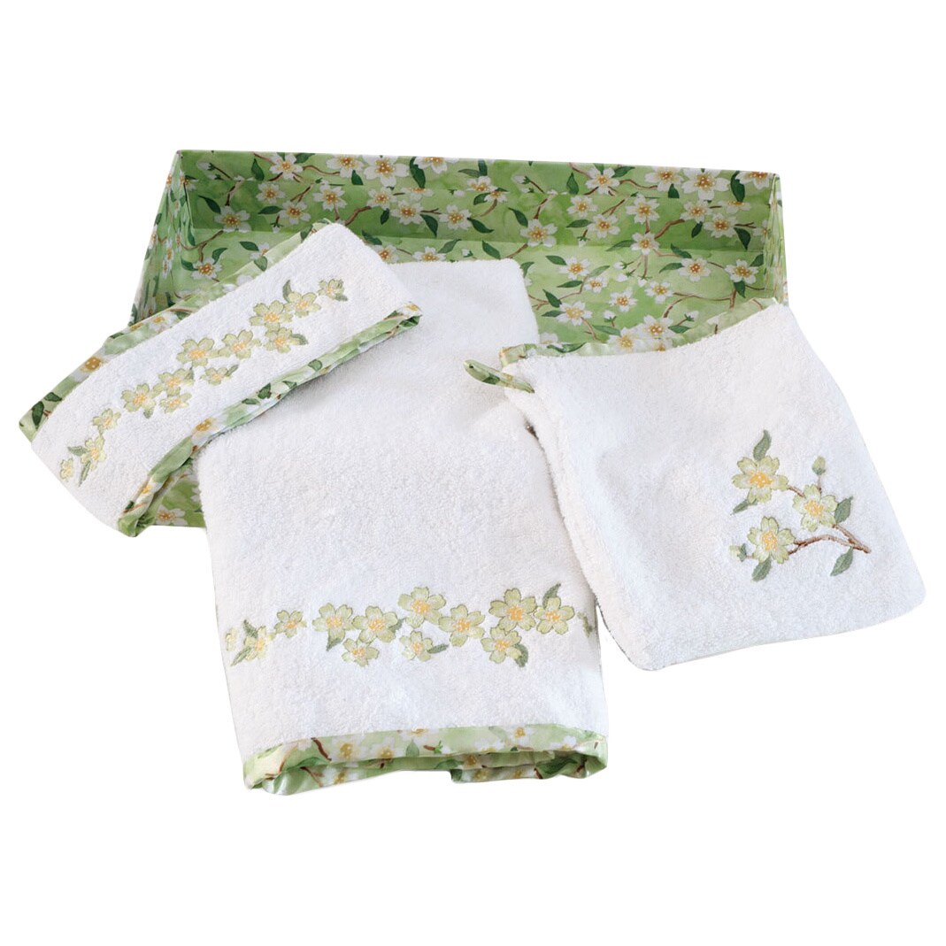 Bella and Bliss Embroidered Bath Facial Set (Satin, terry clothCare instructions Machine wash cold with like colors; do not bleach; tumble dry low; remove promptly; warm iron when neededDimensionsBath mitt 6.75 inches wide x 8.75 inches longHead wrap 4