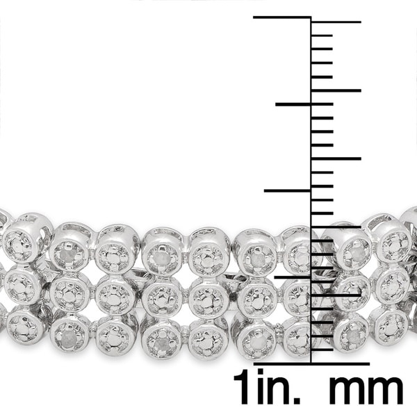 Finesque Silver Overlay 1/2ct TDW Diamond Three-row Bracelet with Red Bow Gift Box