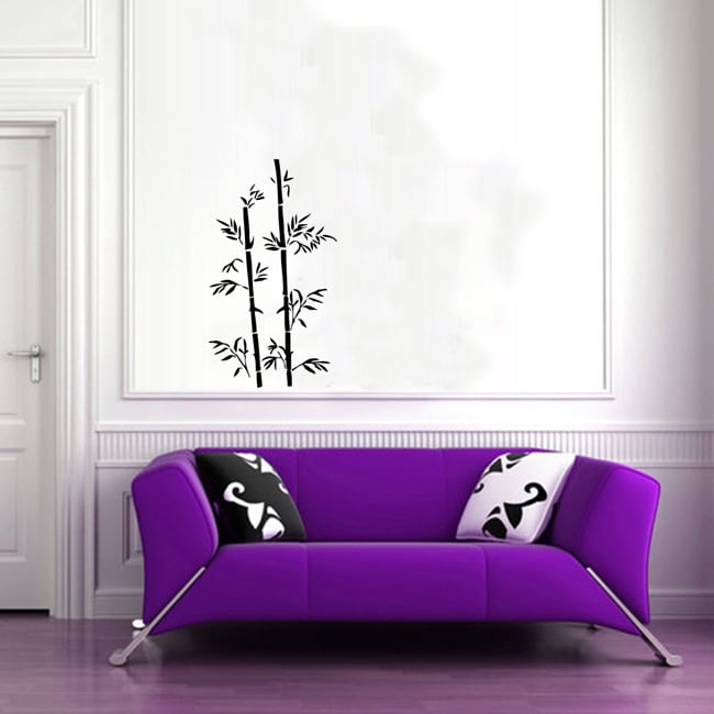 Bamboo Tree Flora Wall Vinyl Sticker Decal Mural Art (Glossy blackDimensions 25 inches wide x 35 inches long )