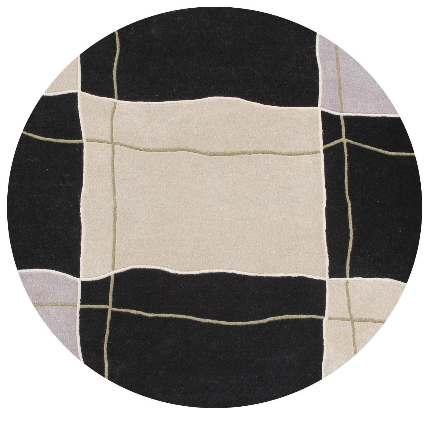 Hand tufted Alliyah Metro Flower Black/ Grey Round Wool Rug (6)