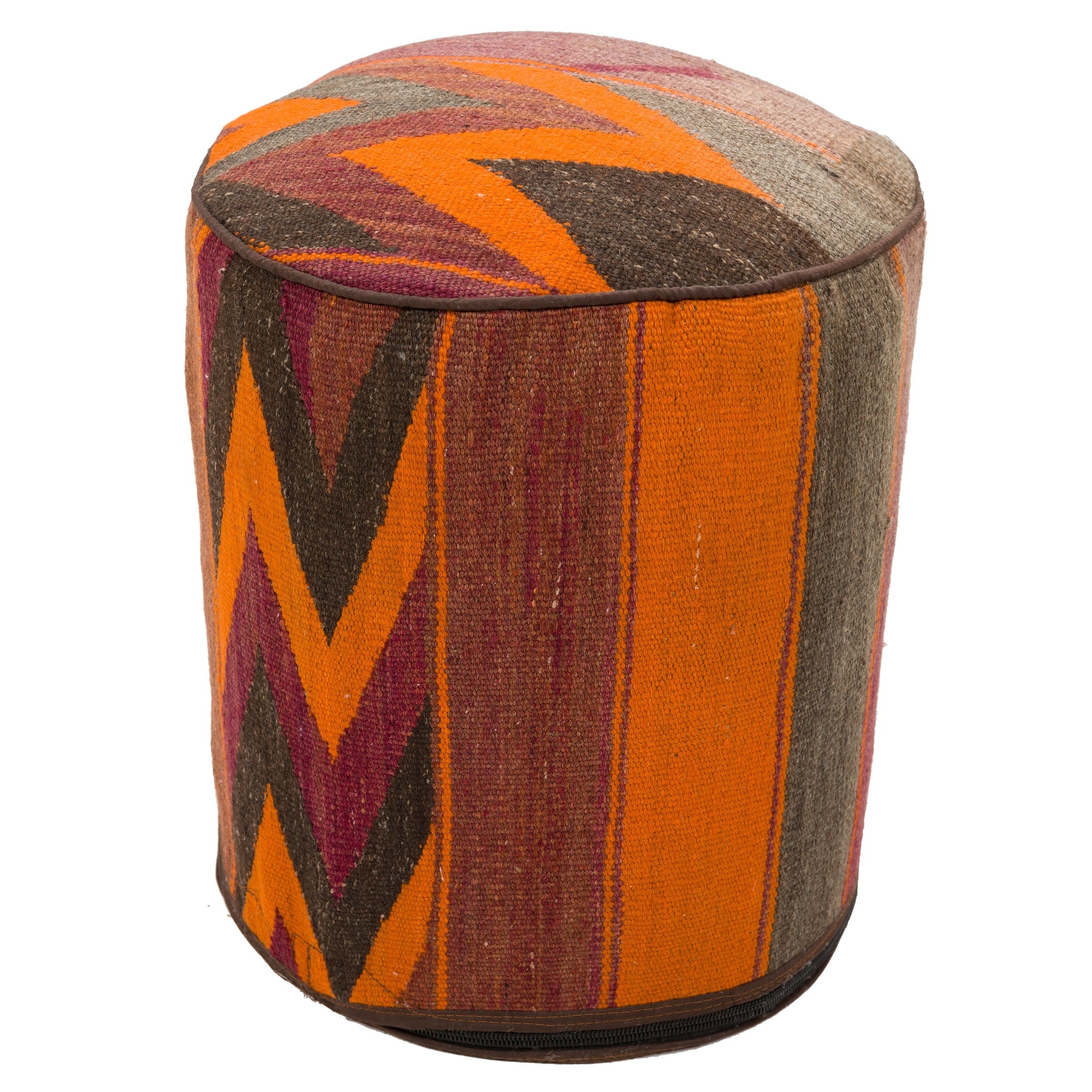 Decorative Kilim Brown/grey/orange Wool Ottomans