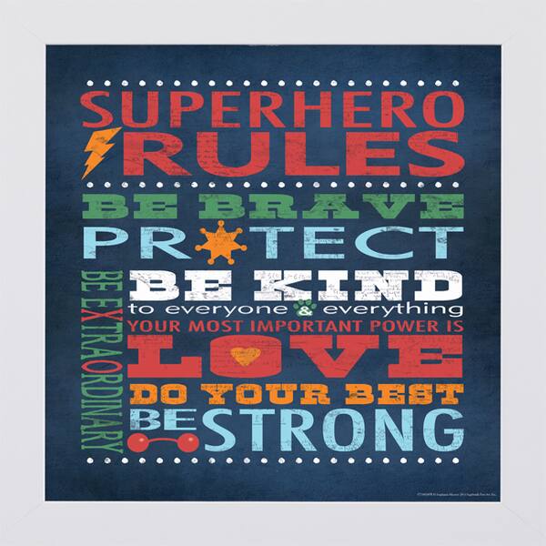 Superhero Rules Boys Framed Art Overstock 8768483