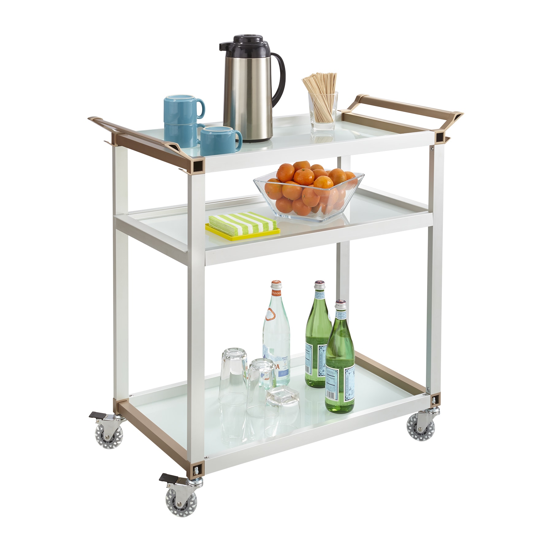 Large Refreshment Cart (SilverDimensions 35 inches high x 35 inches wide x 16.75 inches deepNumber of shelves Three (3)Model 8969SL )