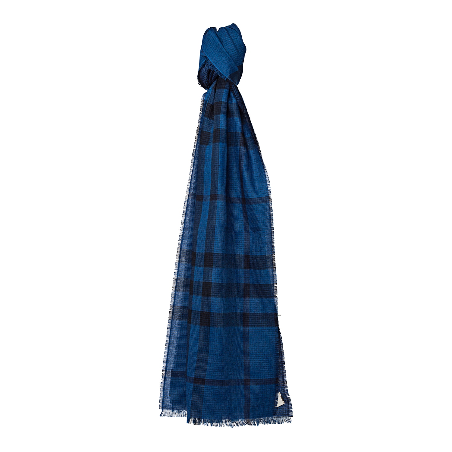 Burberry Navy Cotton And Cashemere Check Houndstooth Scarf
