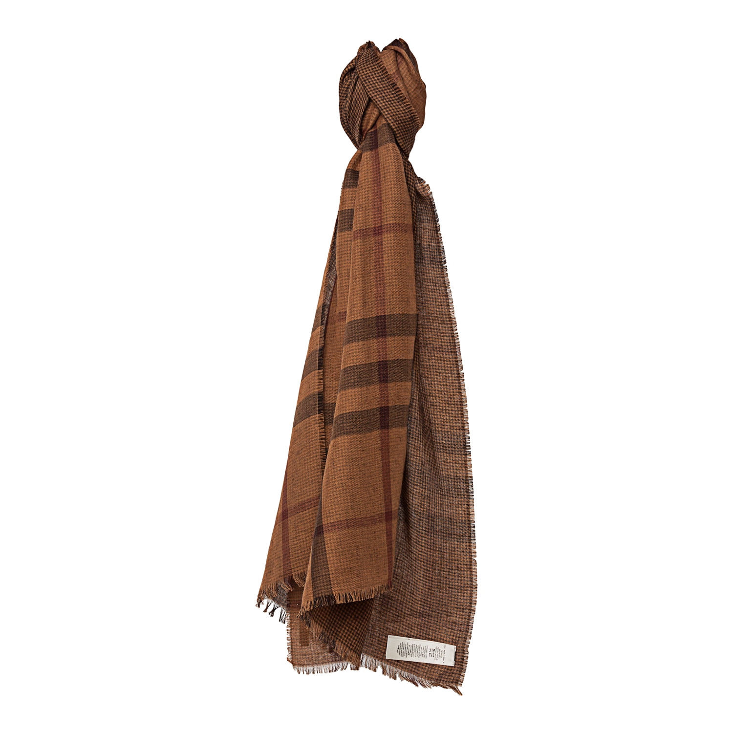 Burberry Light Toffee Cotton And Cashemere Check Houndstooth Scarf