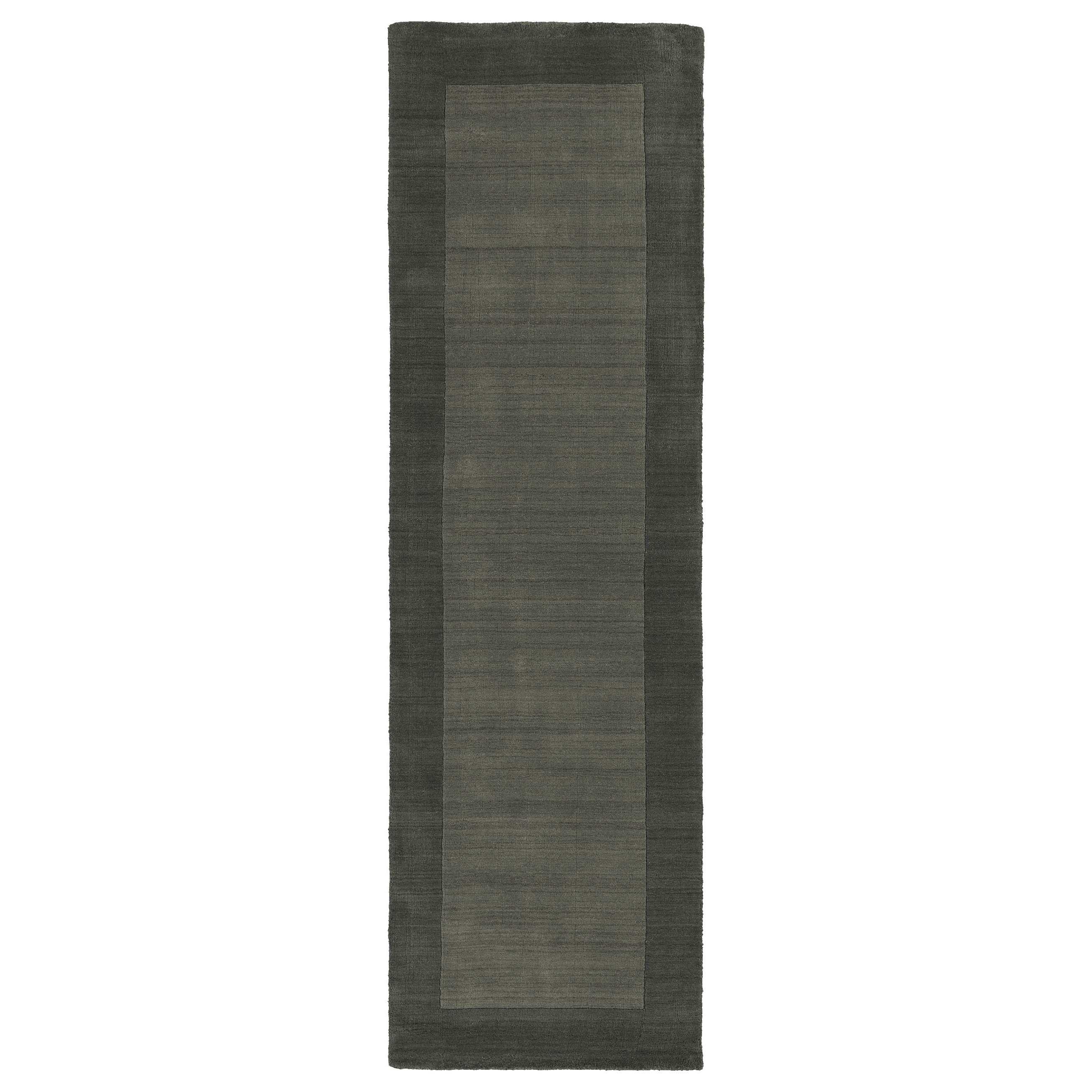 Hand tufted Borders Grey Wool Rug (26 X 89)