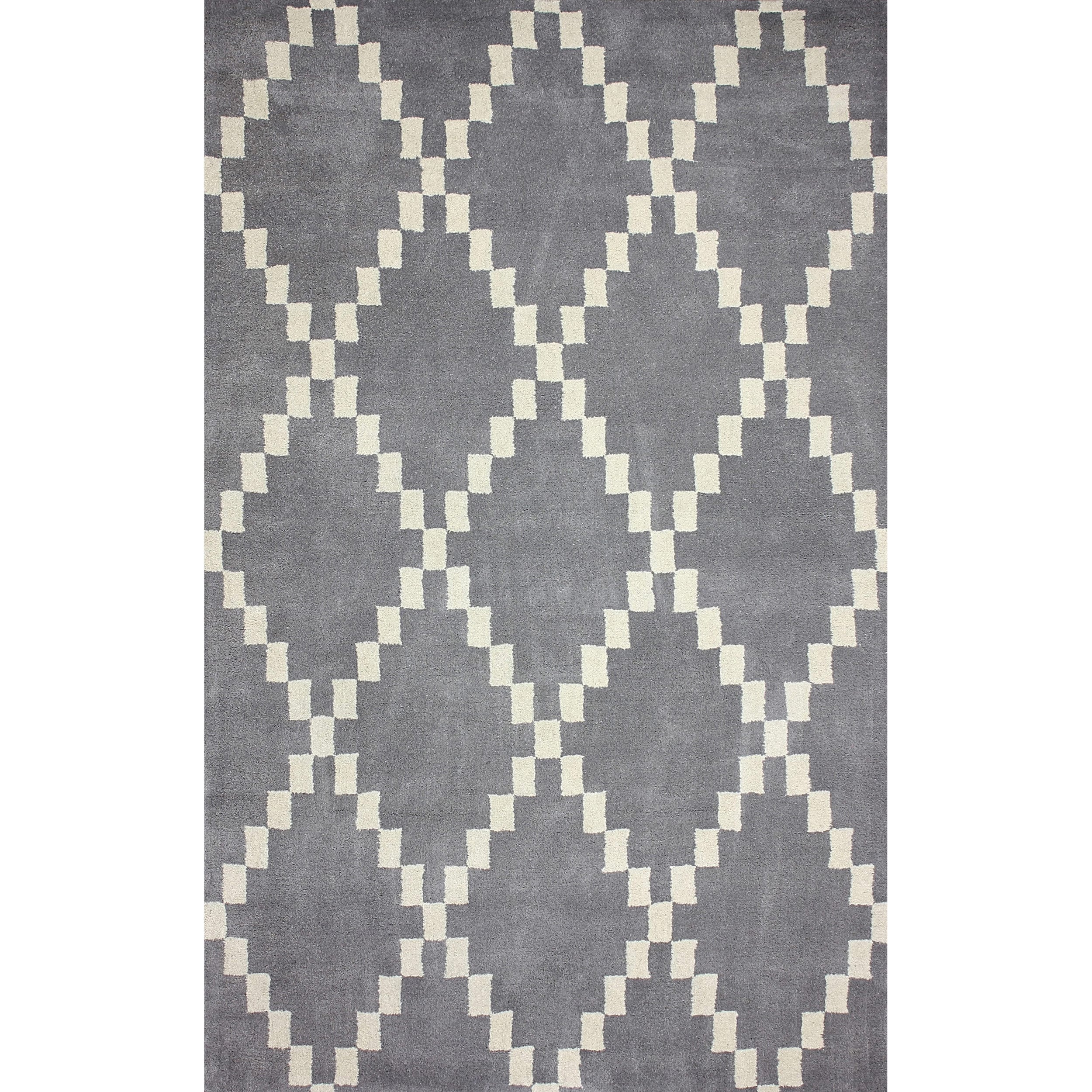 Nuloom Flatweave Pixel Trellis Grey Wool Rug (5 X 8)