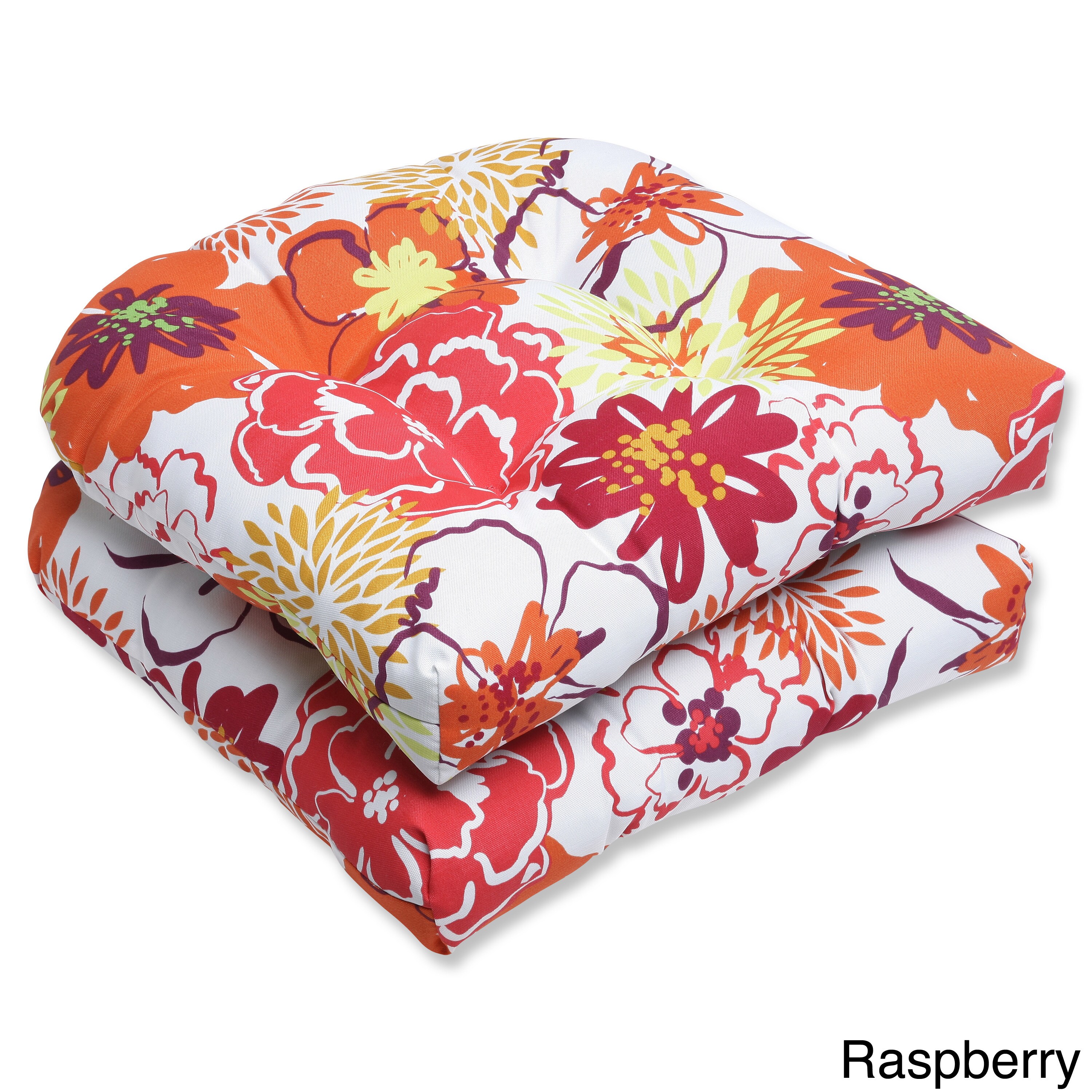 Pillow Perfect Floral Fantasy Wicker Seat Outdoor Cushions (set Of 2)