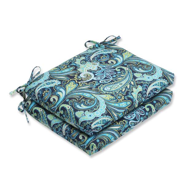 Pillow Perfect Pretty Paisley Navy Squared Corners Seat Outdoor