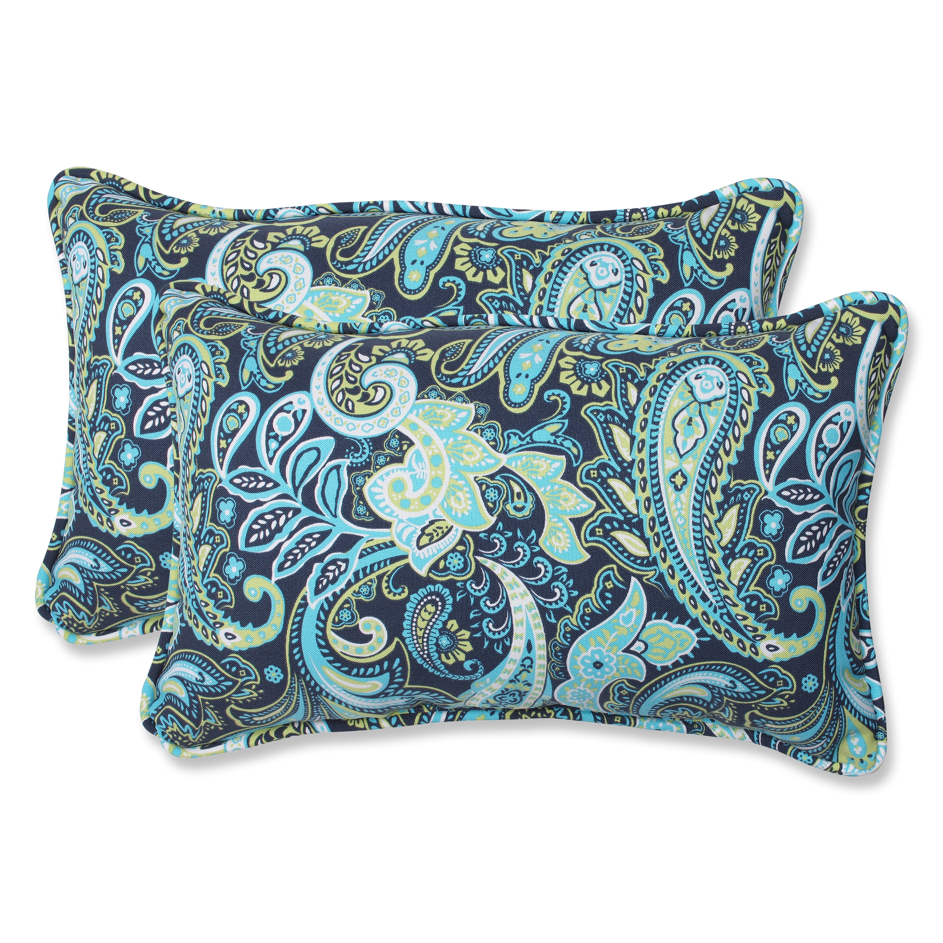 Pillow Perfect Pretty Paisley Navy Rectangular Outdoor Throw Blue eBay