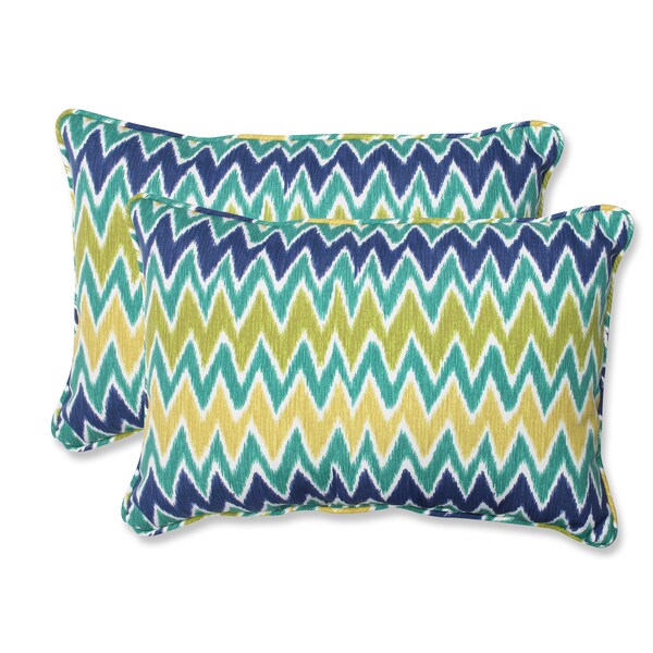 Pillow Perfect 'Zulu' Blue/ green Outdoor Rectangular Throw Pillows