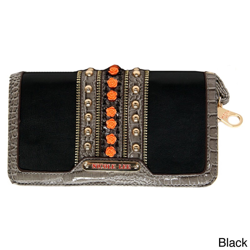 Nicole Lee Nicole Lee Summer Flower Studded Wallet Black Size Small