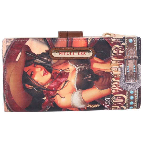 Nicole Lee Cowgirl Wheel Print Wallet nicole lee Women's Wallets