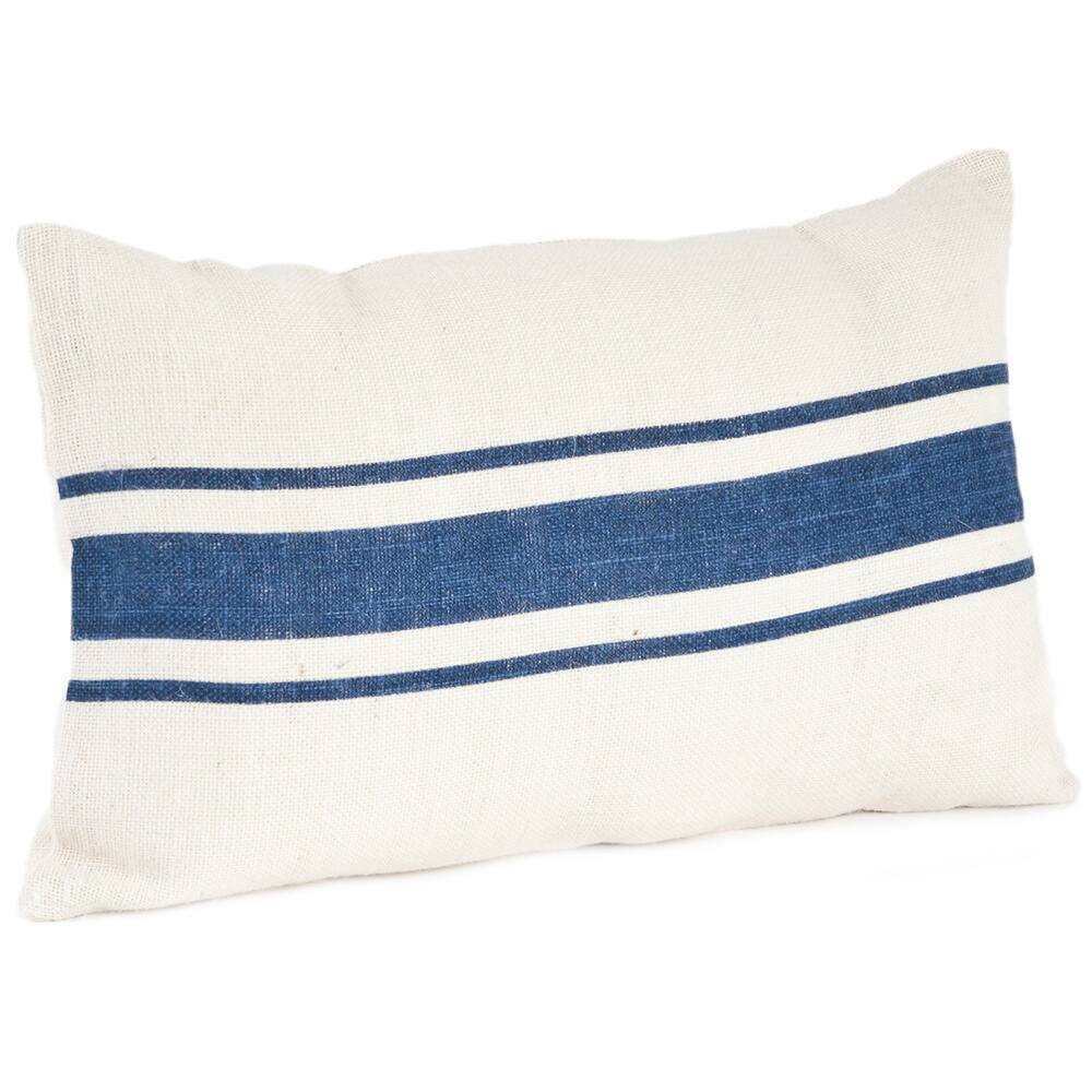 Striped Design Jute Down Filled Throw Pillow