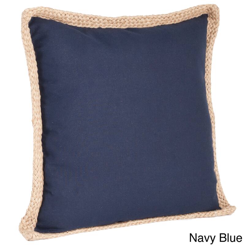 Jute Braided Down Filled Throw Pillow - Down - Navy Blue