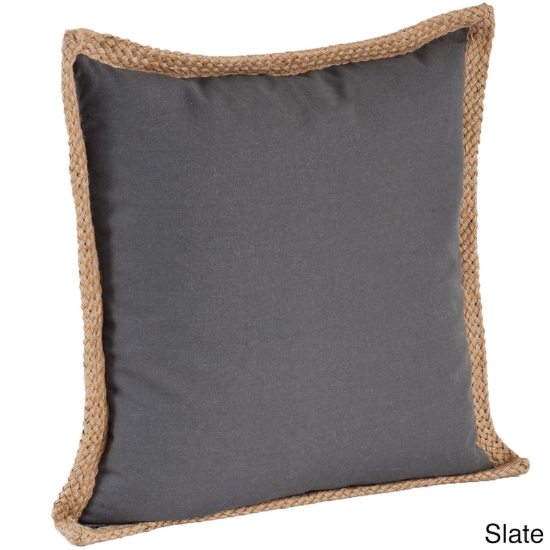 Jute Braided Down Filled Throw Pillow - Cotton - Slate