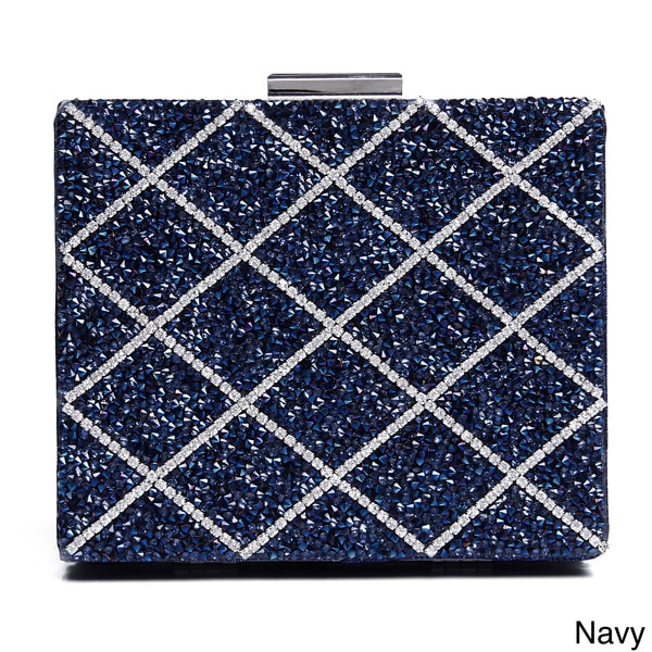 Furmani Glitter Beaded Square Hardcase Clutch