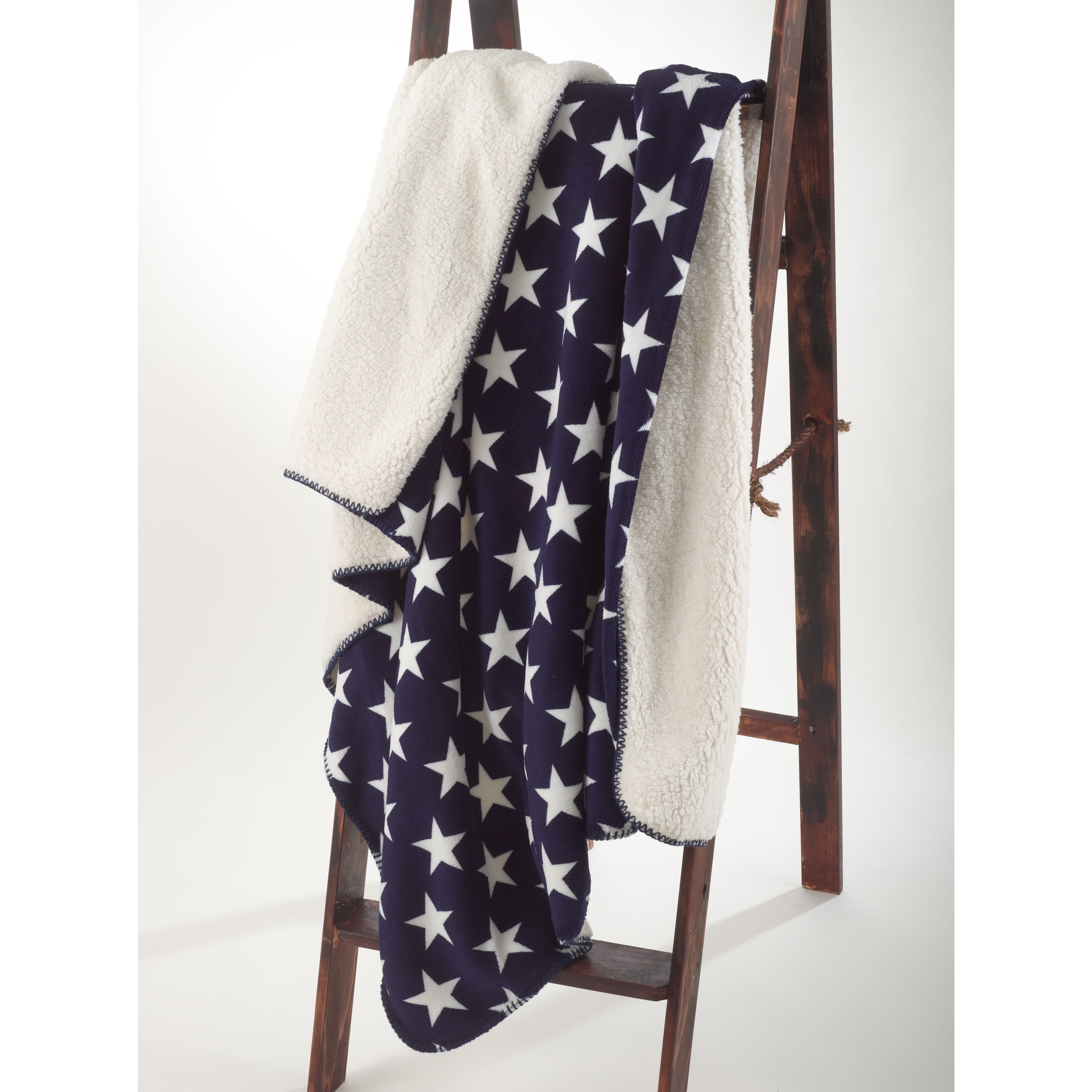 Star Design Sherpa Throw Blanket Blue, OffWhite Throw eBay