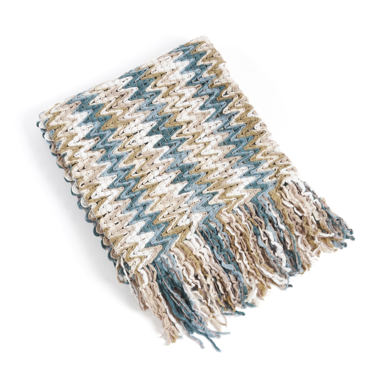 Knitted Chevron Design Throw Blanket