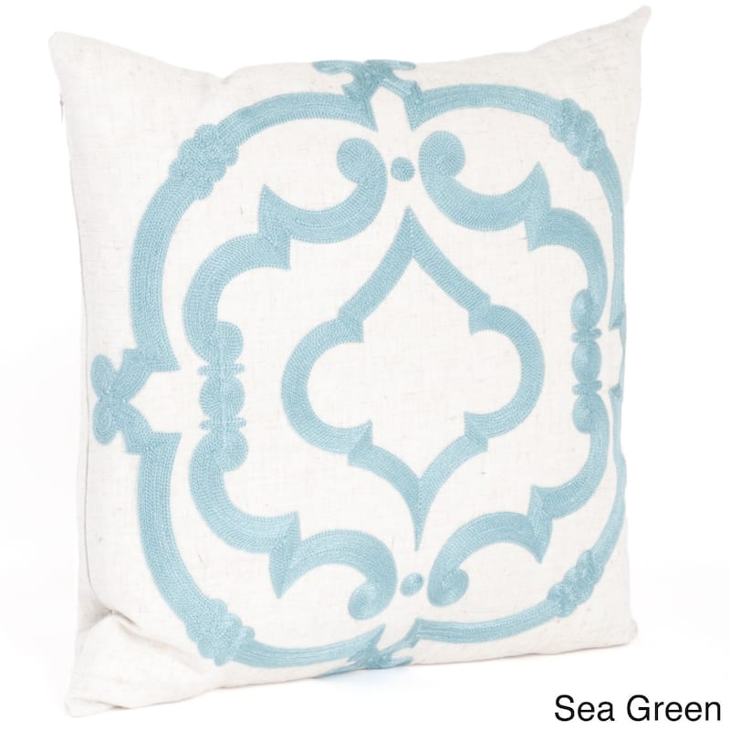 Embroidered Motif Down Filled Throw Pillow