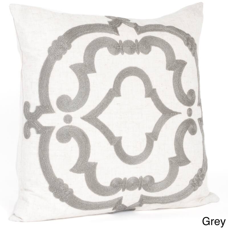 Embroidered Motif Down Filled Throw Pillow
