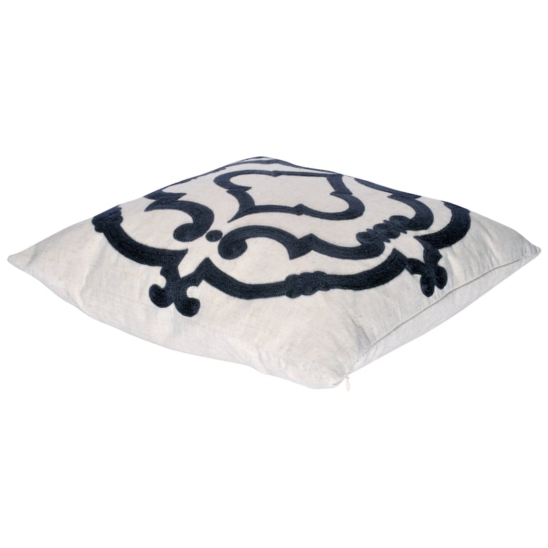 Embroidered Motif Down Filled Throw Pillow