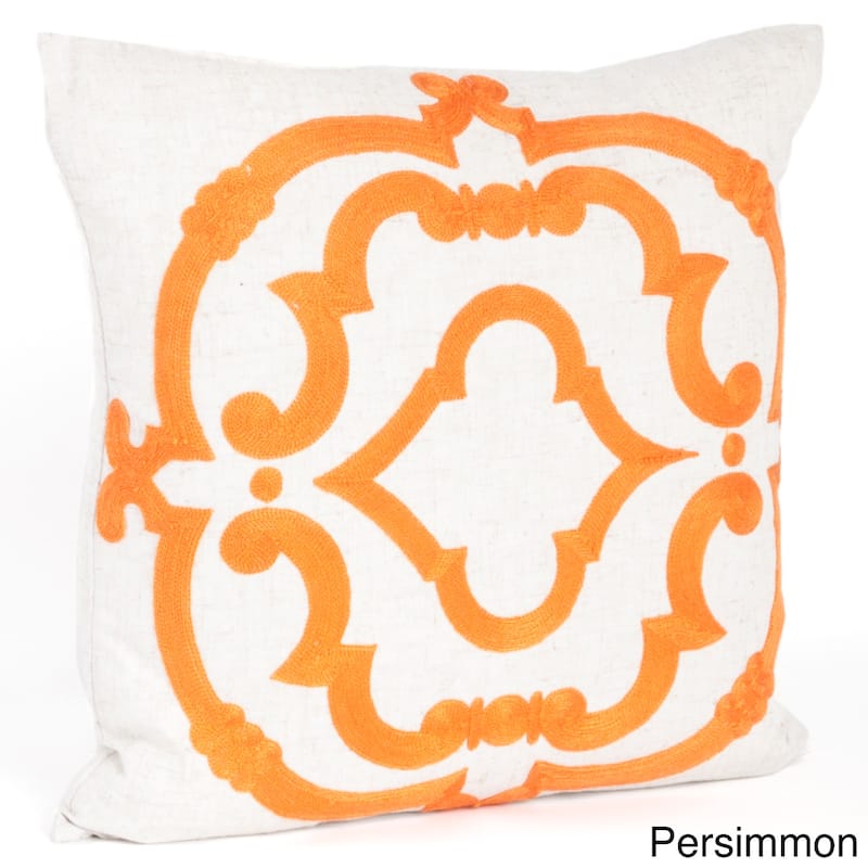 Embroidered Motif Down Filled Throw Pillow