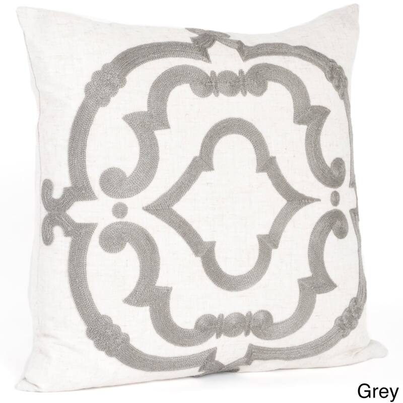 Embroidered Motif Down Filled Throw Pillow