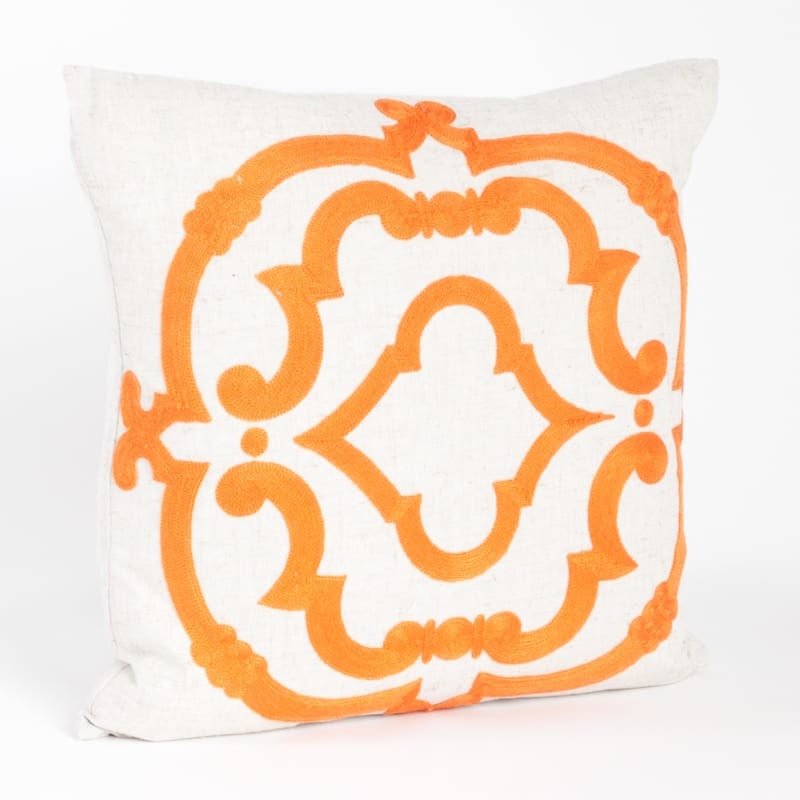 Embroidered Motif Down Filled Throw Pillow