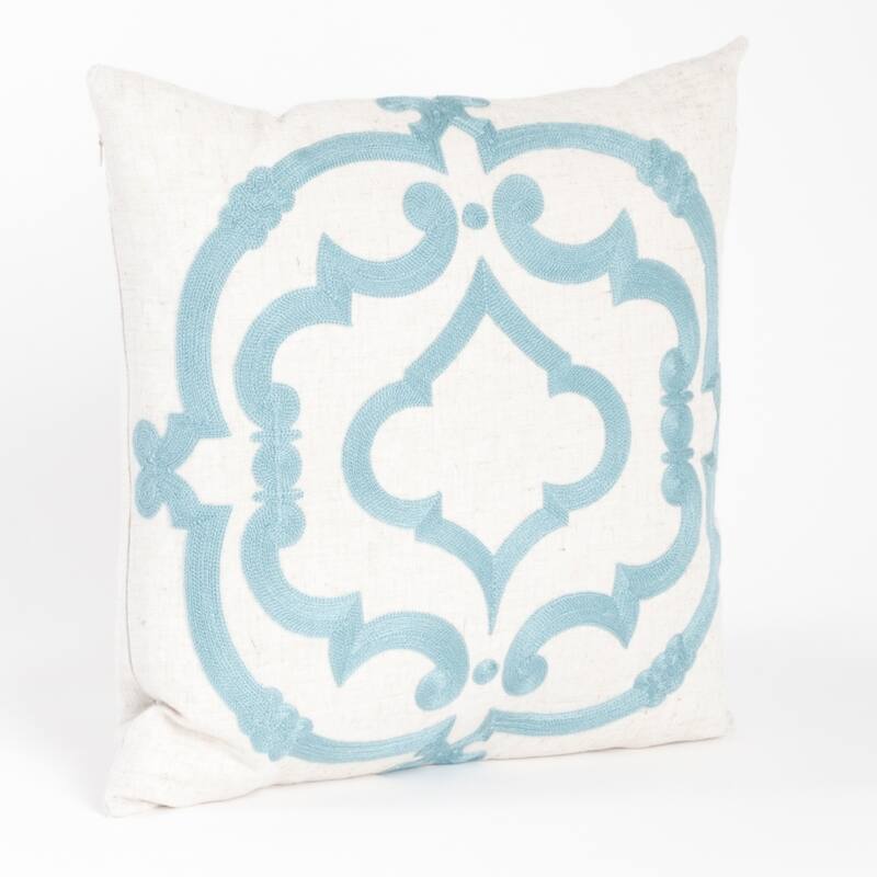 Embroidered Motif Down Filled Throw Pillow