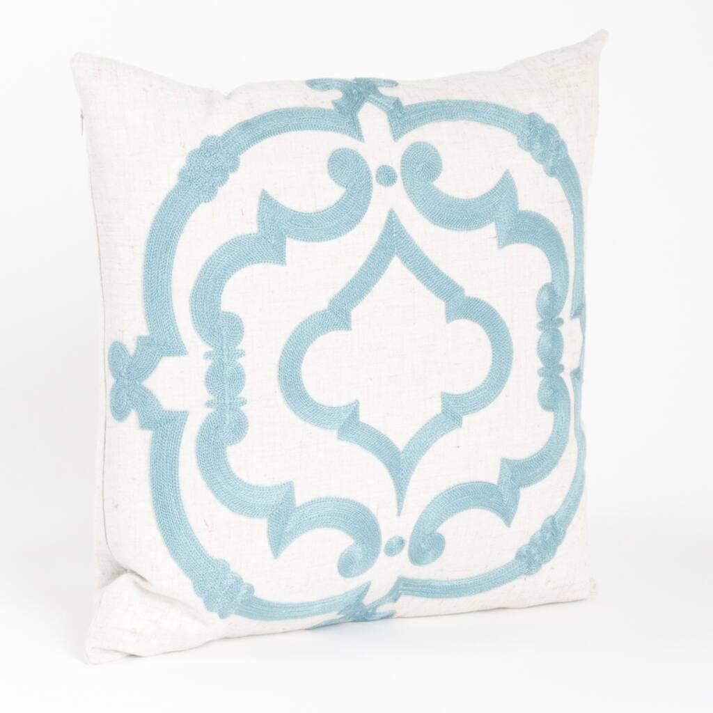 Embroidered Motif Down Filled Throw Pillow