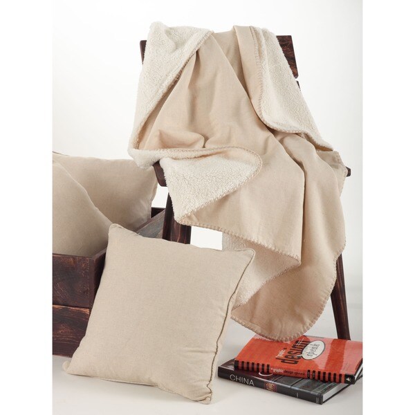 Classic Design Throw Blanket with Sherpa