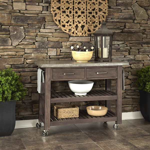 Concrete Chic Weathered Brown Kitchen Cart Kitchen Carts