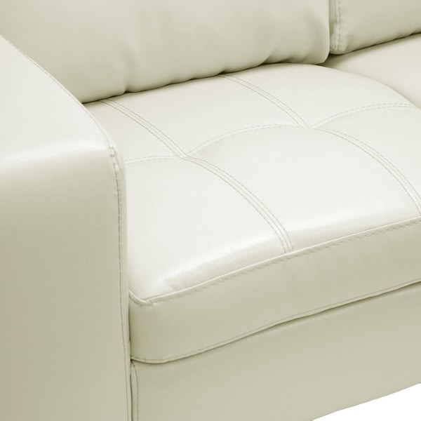 Baxton Studio Lazenby Cream Leather Modern Sofa Set