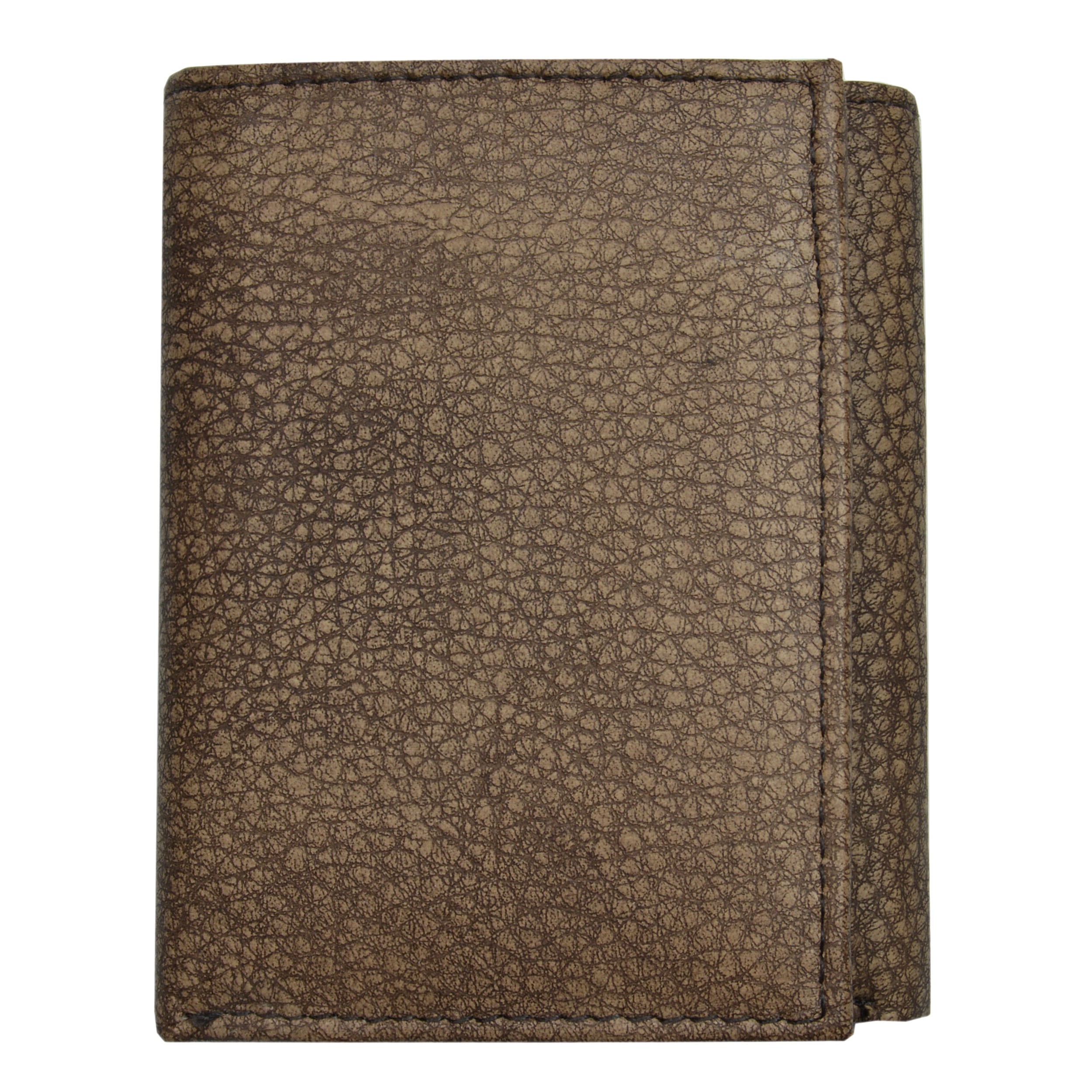 Yl Fashion Mens Brown Textured Leather Tri fold Wallet (Leather Entry Fold over closure Bi fold/tri fold Tri fold Lining Fabric Dimensions 105 mm long x 85 mm wide x 20 mm deep Pockets/Slots/I.D. Window Divided billfold, ID window, six (6) credit car